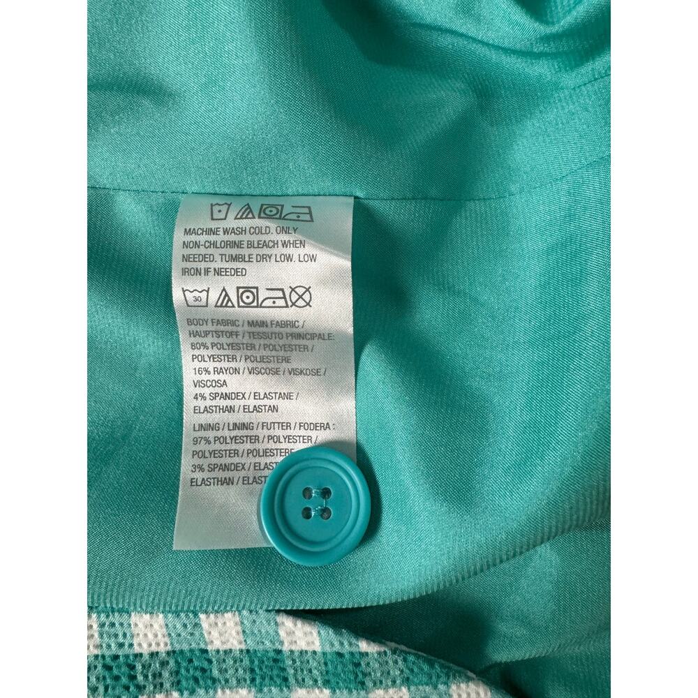 QVC Susan Graver Yarn Dyed Woven Gingham Boyfriend Blazer NWOT TURQUOISE SIZE 12 - Picture 5 of 6